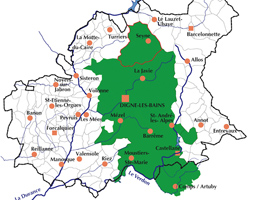 Carte de la réserve géologique de Haute Provence